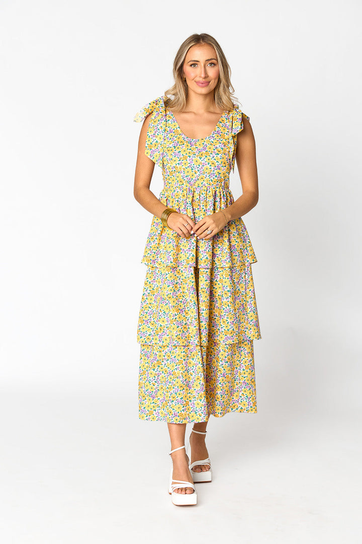 BuddyLove Drew Tiered Midi Dress - Sunny Hunny