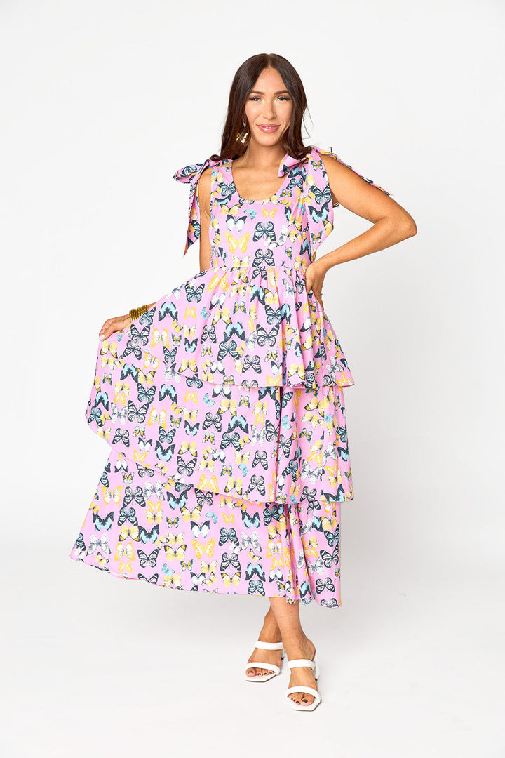 BuddyLove Drew Tiered Midi Dress - Feelin' Butterflies