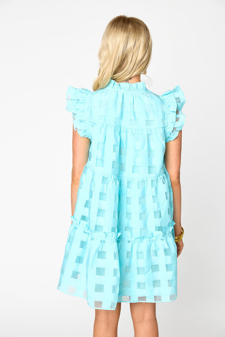 BuddyLove Aubrey Ruffle Shoulder Short Dress - Sky