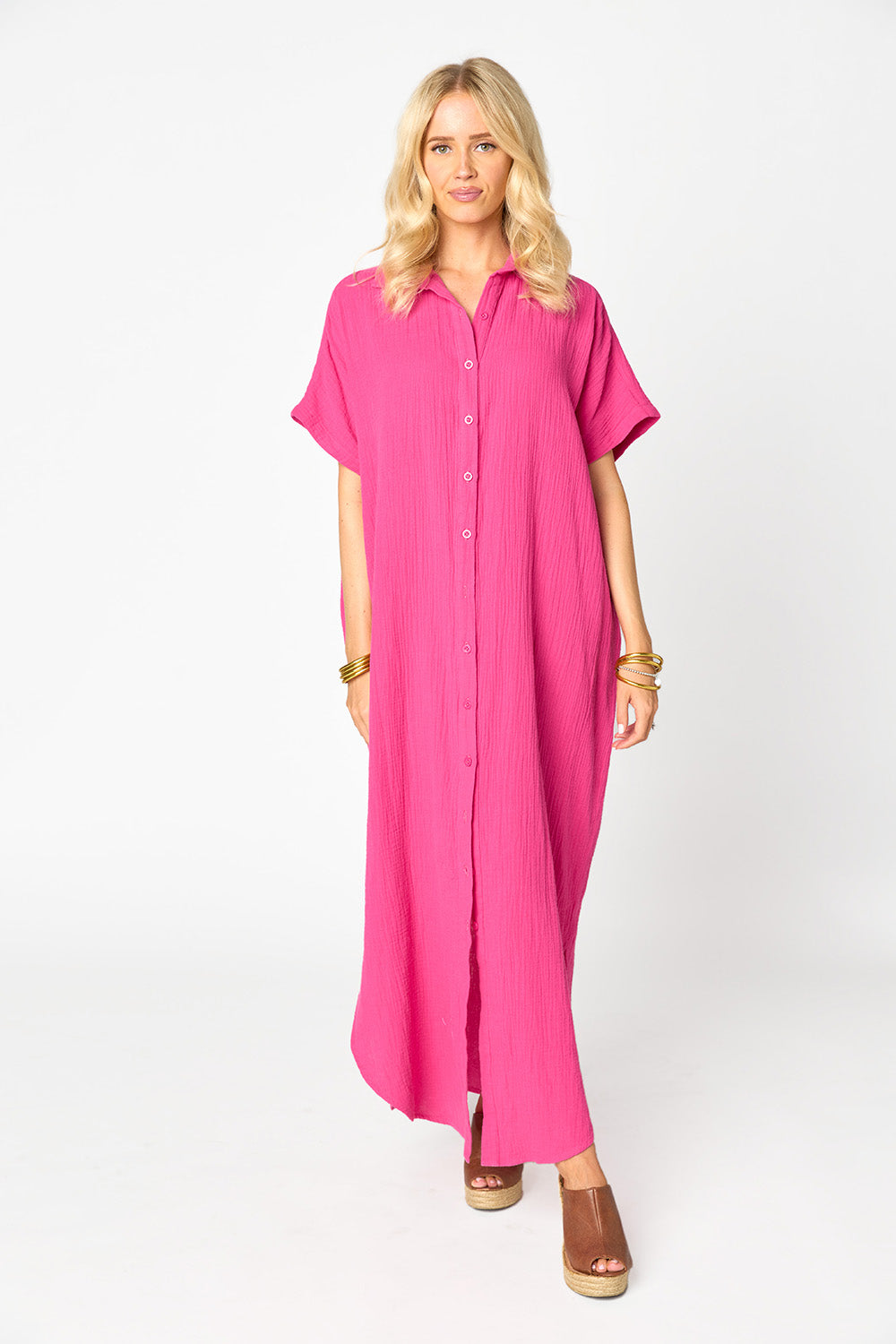 BuddyLove Carmen Cover Up Caftan Maxi Dress - Hot Pink