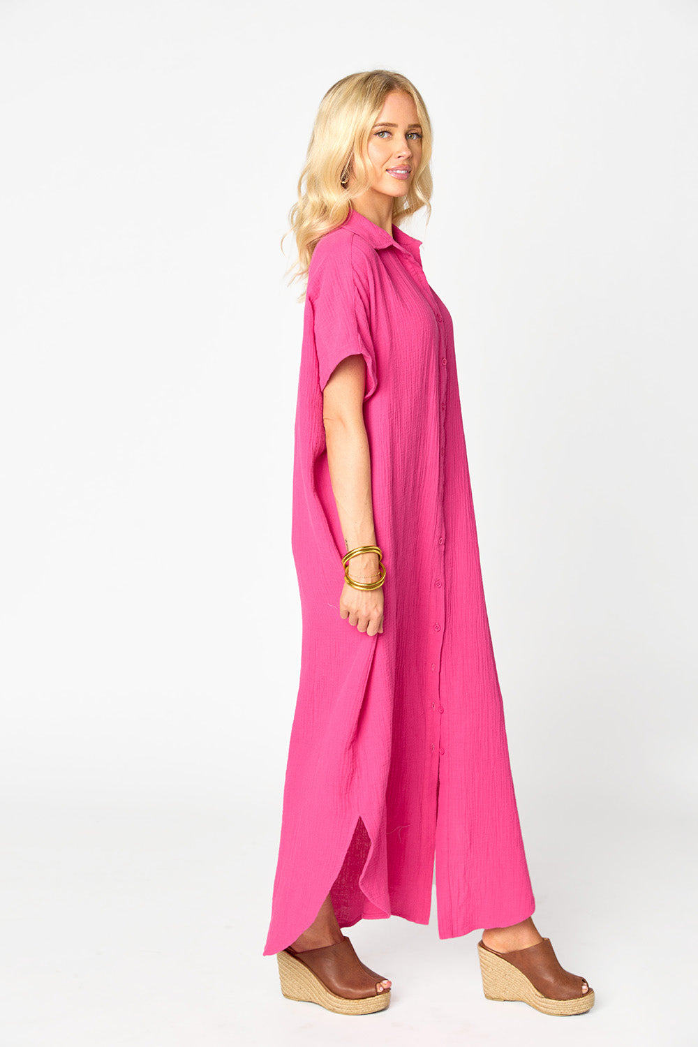 BuddyLove Carmen Cover Up Caftan Maxi Dress - Hot Pink