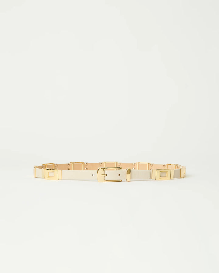 B-Low the Belt Roma Leather Belt in Bone/Gold available at Barbara Katz