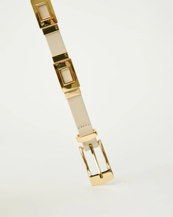 B-Low the Belt Roma Leather Belt in Bone/Gold available at Barbara Katz