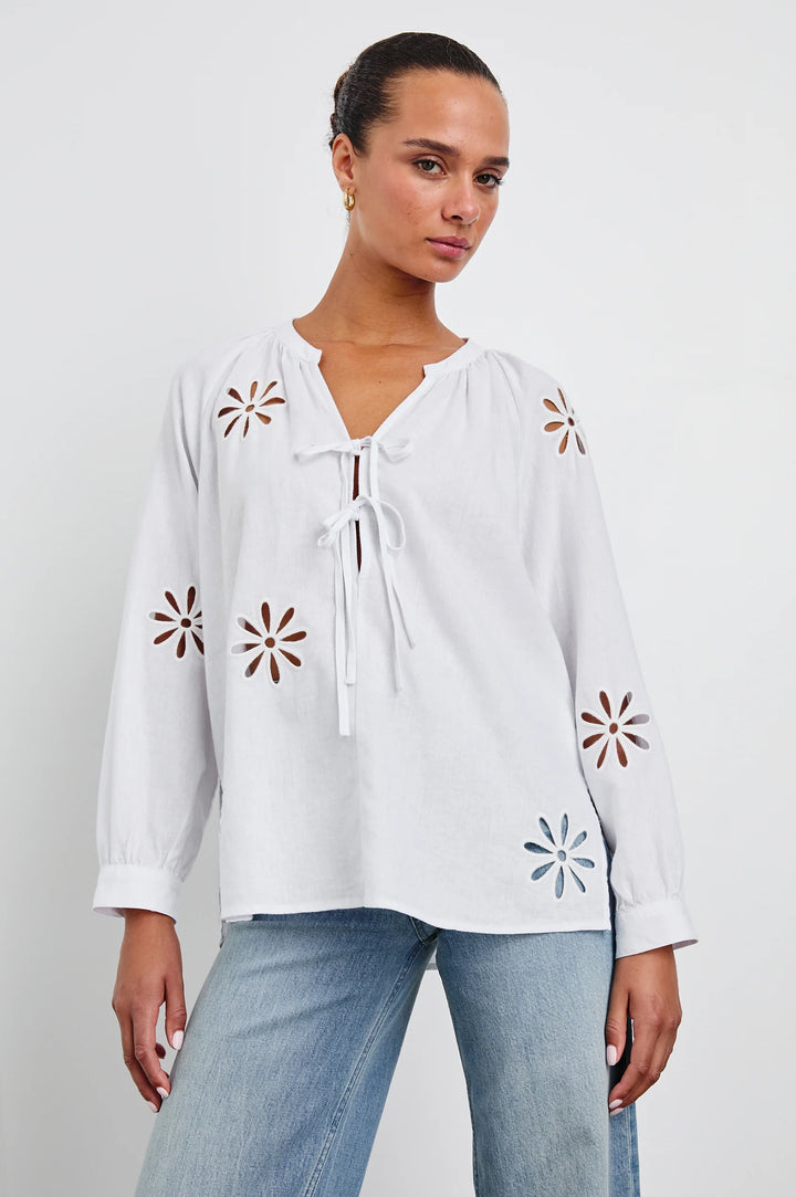 Rails Brielle Blouse in White Eyelet available at Barbara Katz