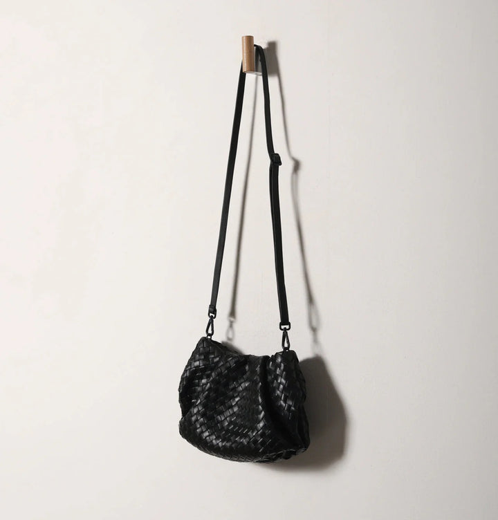 Daniella Lehavi Bali Mini Knotted Crossbody Bag in Black Woven available at Barbara Katz