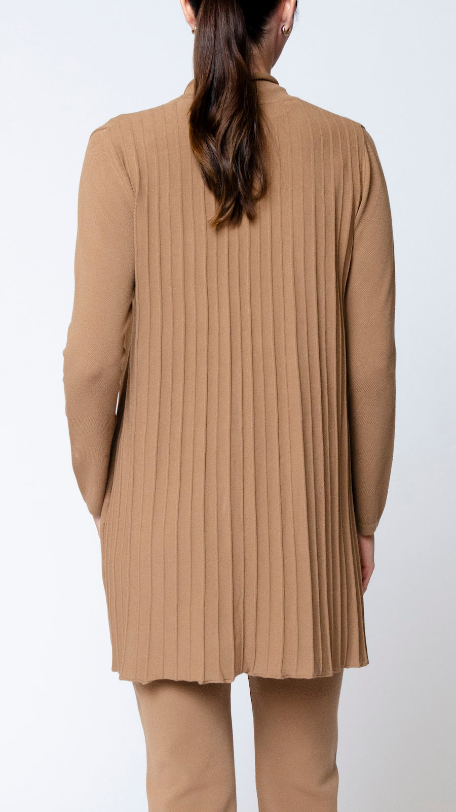 Biana Amely Shawl Collar Mid-Length Cardigan in Mocha available at Barbara Katz