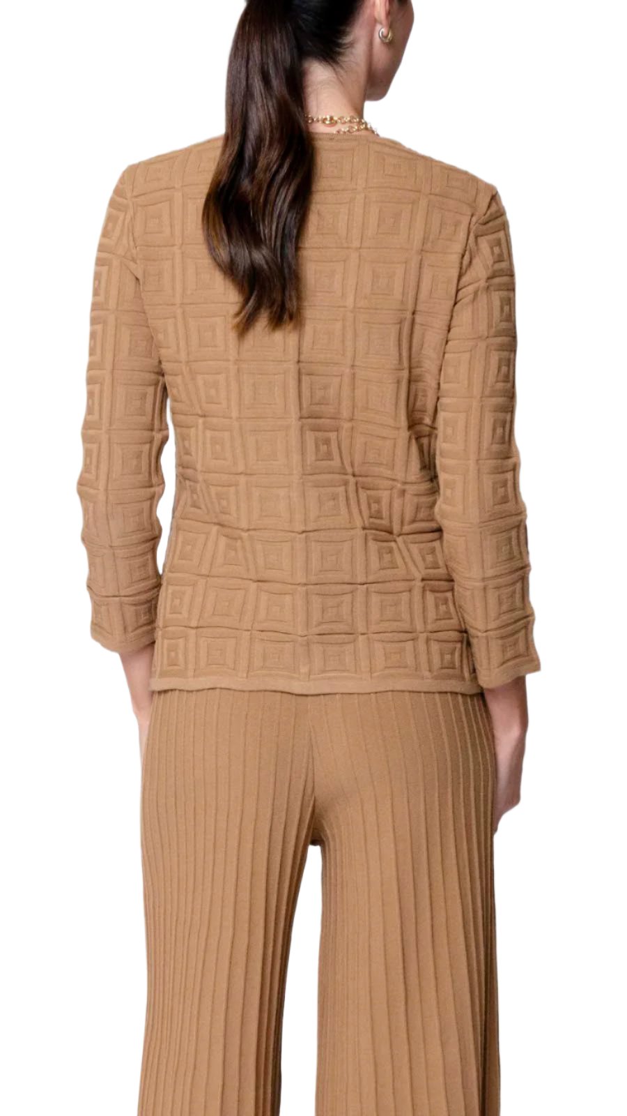 Biana Zia Square-Detail Knit Jacket in Mocha available at Barbara Katz