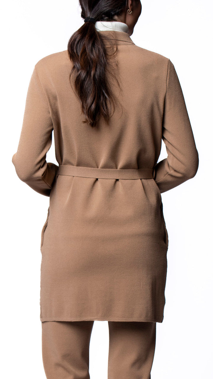 Biana Sydney Square-Patern Knit Car Coat in Mocha available at Barbara Katz