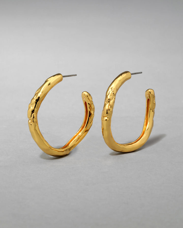 Alexis Bittar Brut Tube Hoop Earrings in Gold available at Barbara Katz