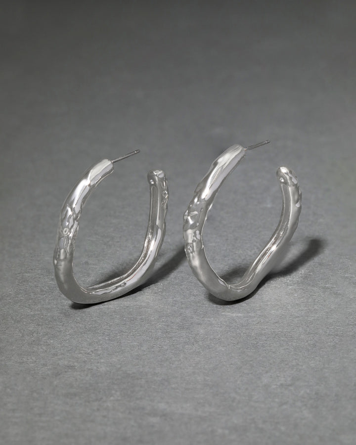 Alexis Bittar Brut Tube Hoop Earrings in Rhodium available at Barbara Katz