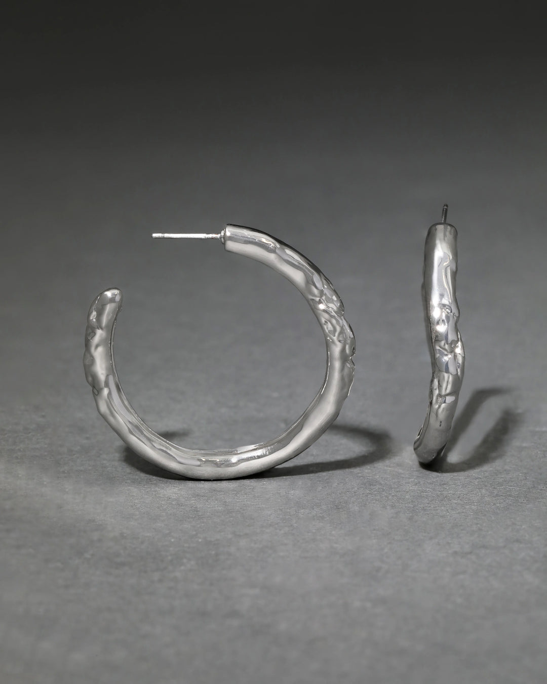 Alexis Bittar Silver Brut Tube Hoop Earrings available at Barbara Katz