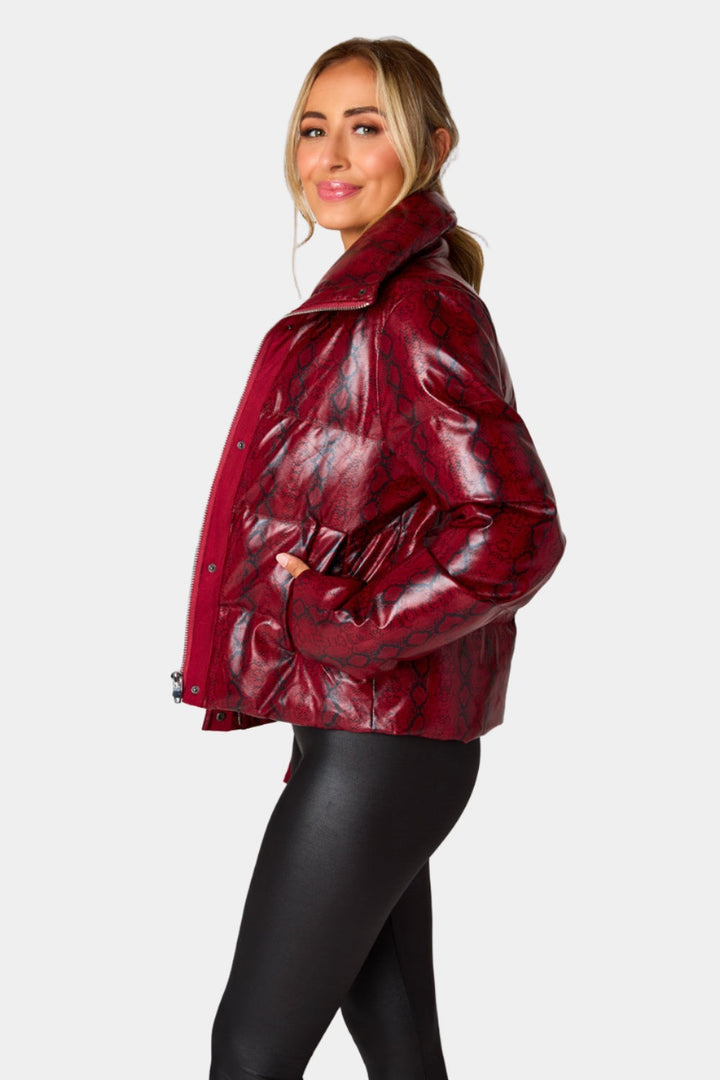 BuddyLove Addison Puffer Jacket in Red Snake available at Barbara Katz