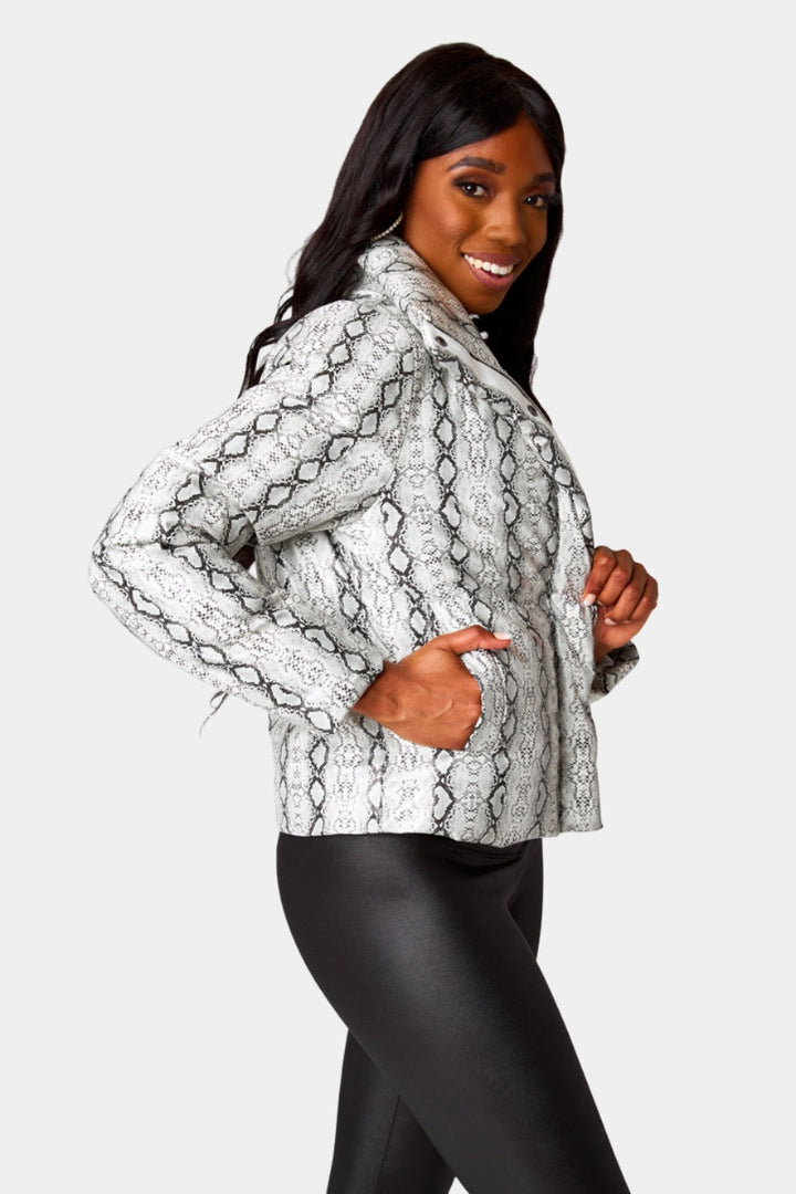 BuddyLove Addison Puffer Jacket in White Snake available at Barbara Katz