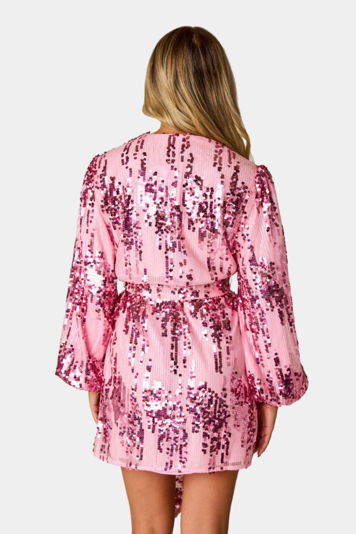 BuddyLove Adeline Sequin Wrap Dress in Unforgettable available at Barbara Katz