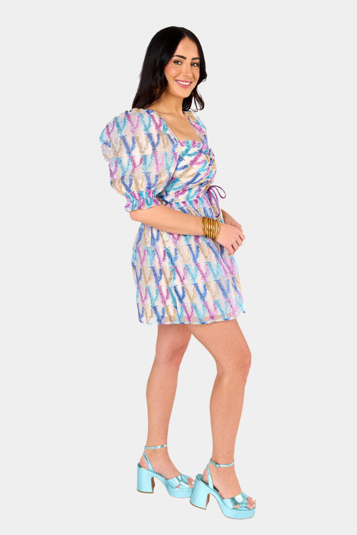 Colby Puff Sleeve Mini Dress - Confetti