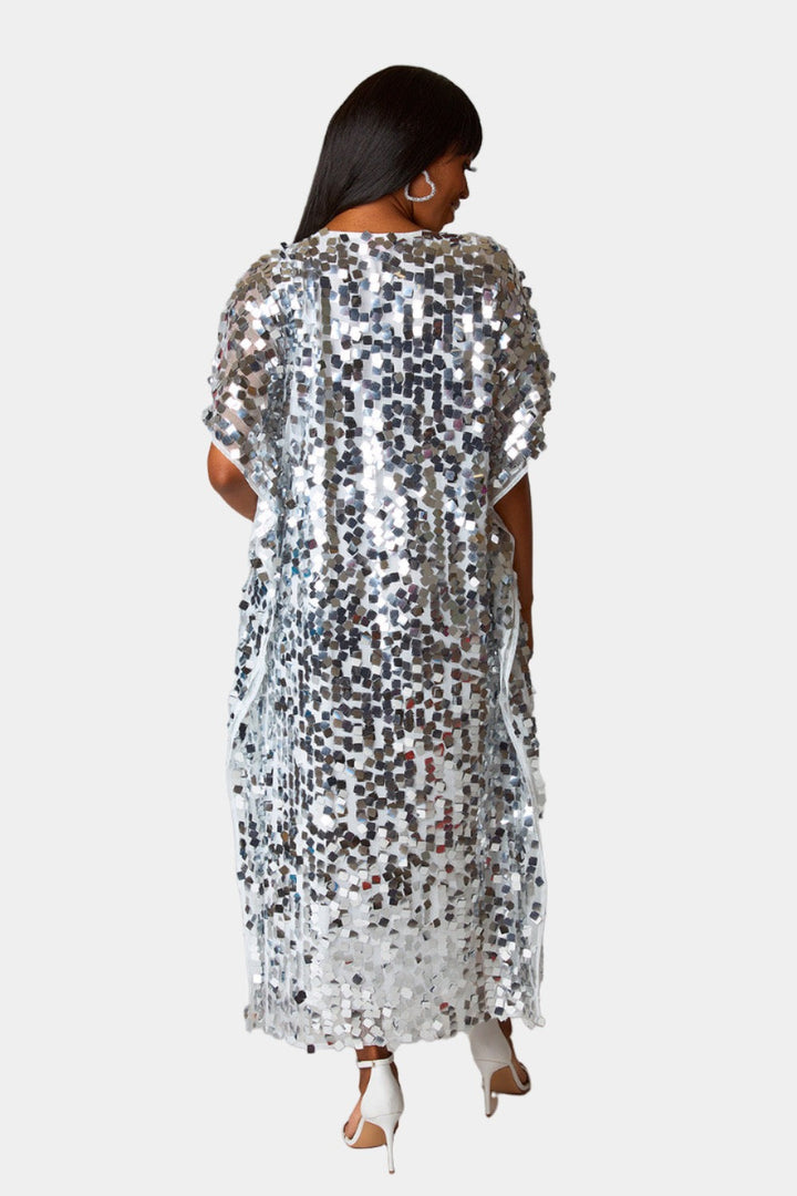 BuddyLove Atlas Sequin Caftan Maxi Dress - Overcast available at Barbara Katz