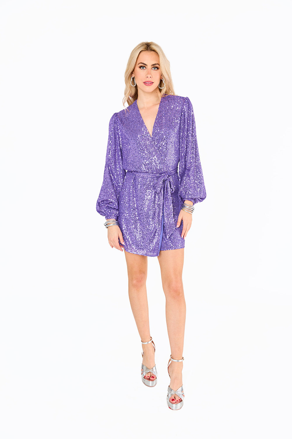 BuddyLove Adeline Sequin Wrap Dress in Fig available at Barbara Katz