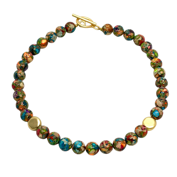 Deborah Grivas Confetti Jasper With Gold Nugget Accent Necklace