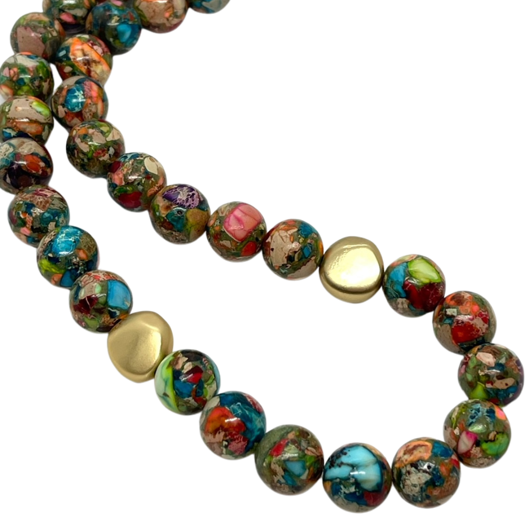 Deborah Grivas Confetti Jasper With Gold Nugget Accent Necklace