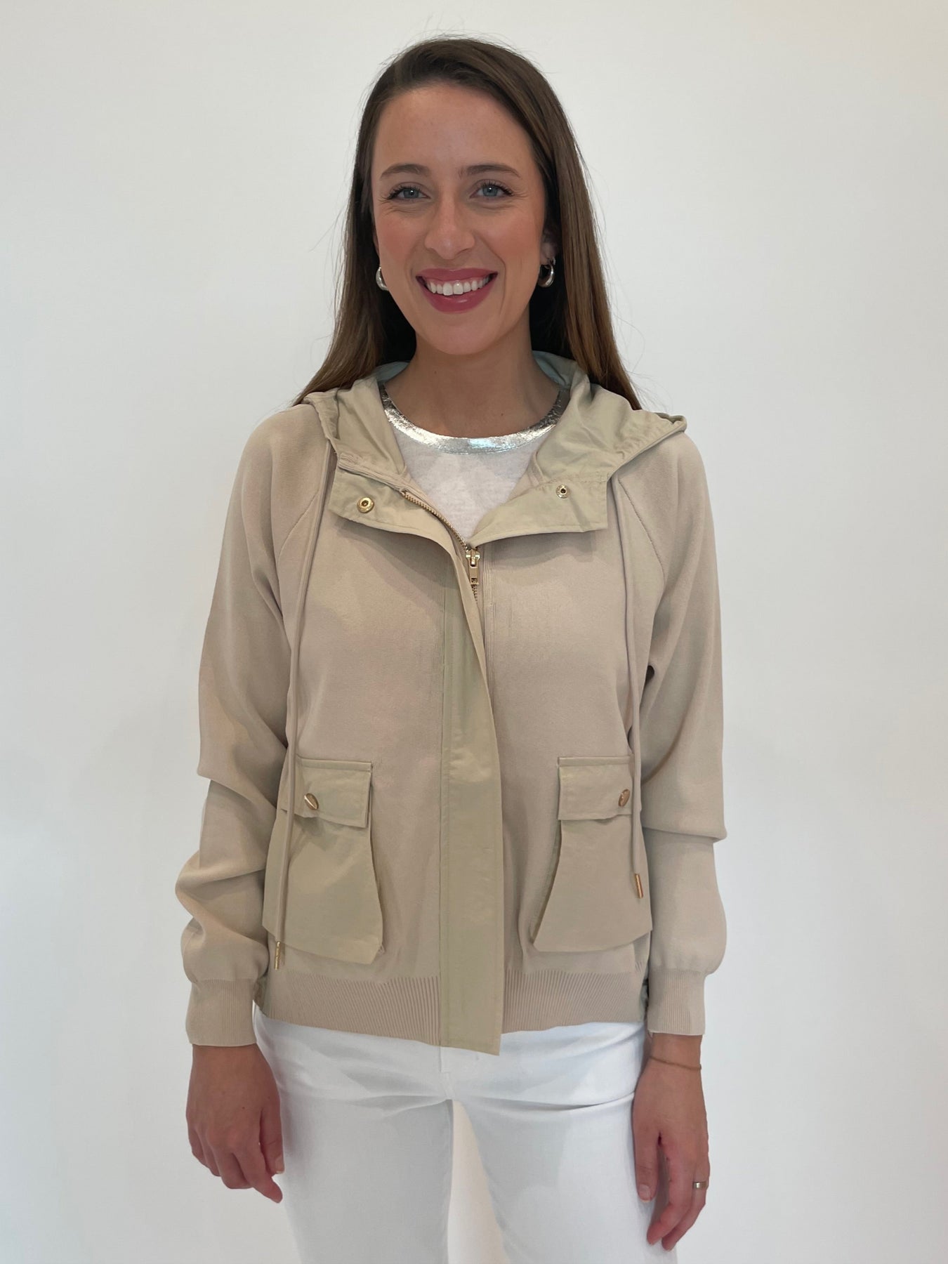 Elliott Lauren Living Proof Zip Front Jacket - Khaki – Barbara Katz