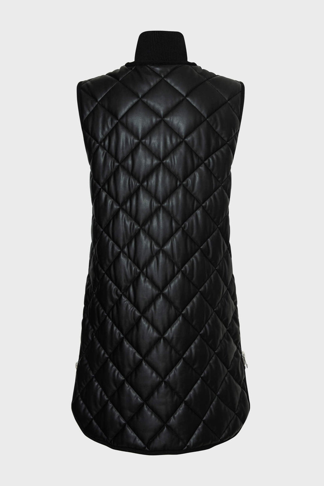 Adroit Atelier Destiny Sleeveless Quilted Vest With Side Zipper Detail in Black available at Barbara Katz