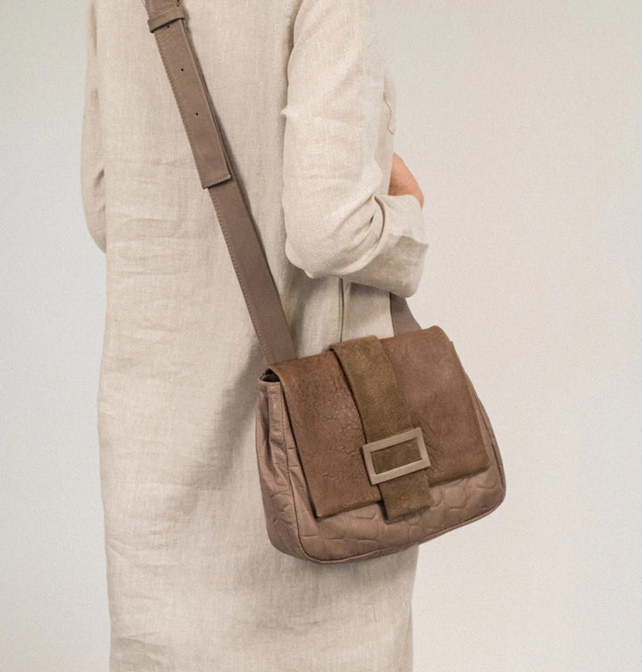 Daniella Lehavi Eva Messenger Crossbody Bag in  Mocca Croco available at Barbara Katz