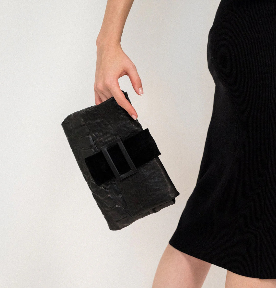 Daniella Lehavi Eva Clutch Bag in  Black Croco available at Barbara Katz