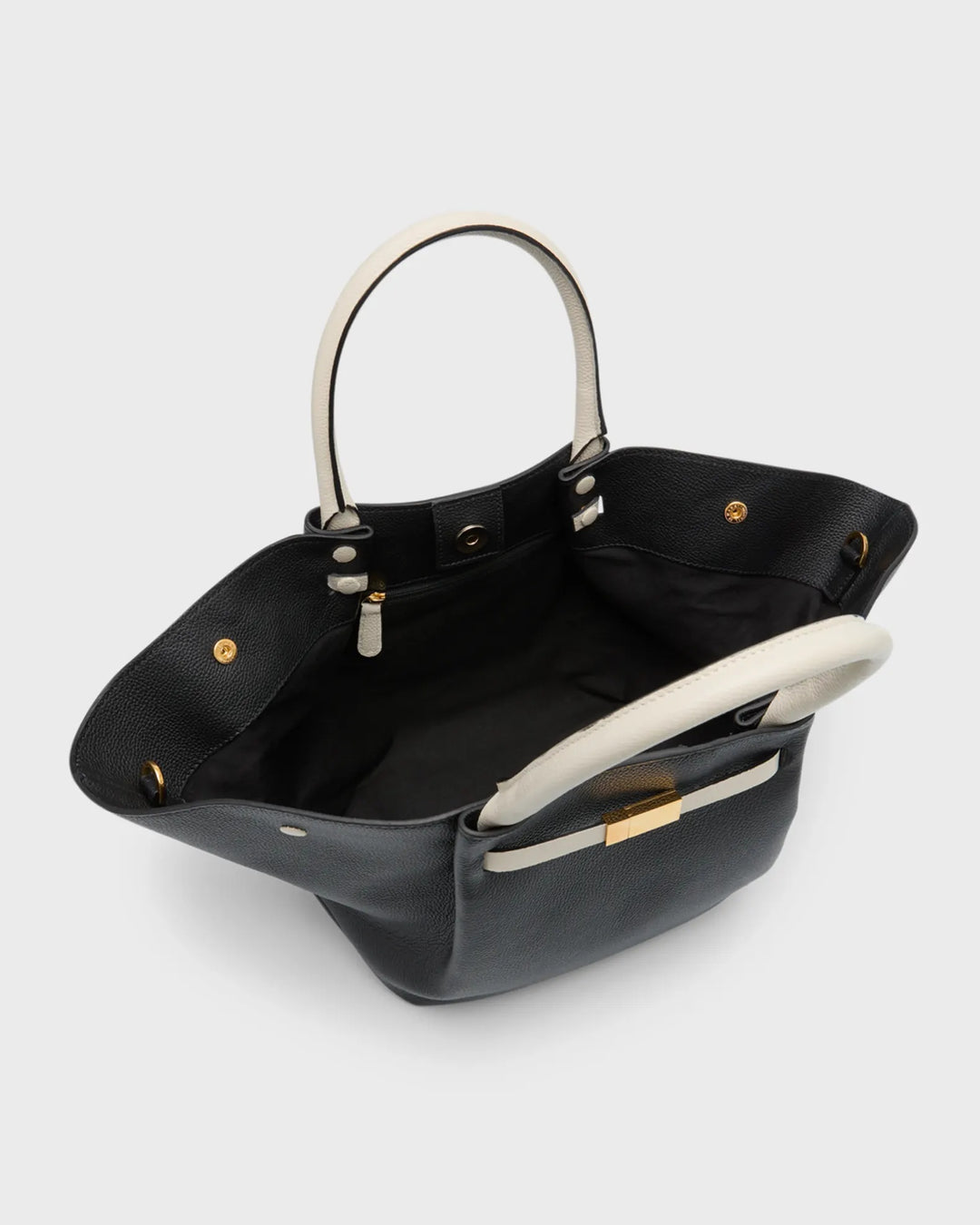 Leather Tote Bag in Black - Off White