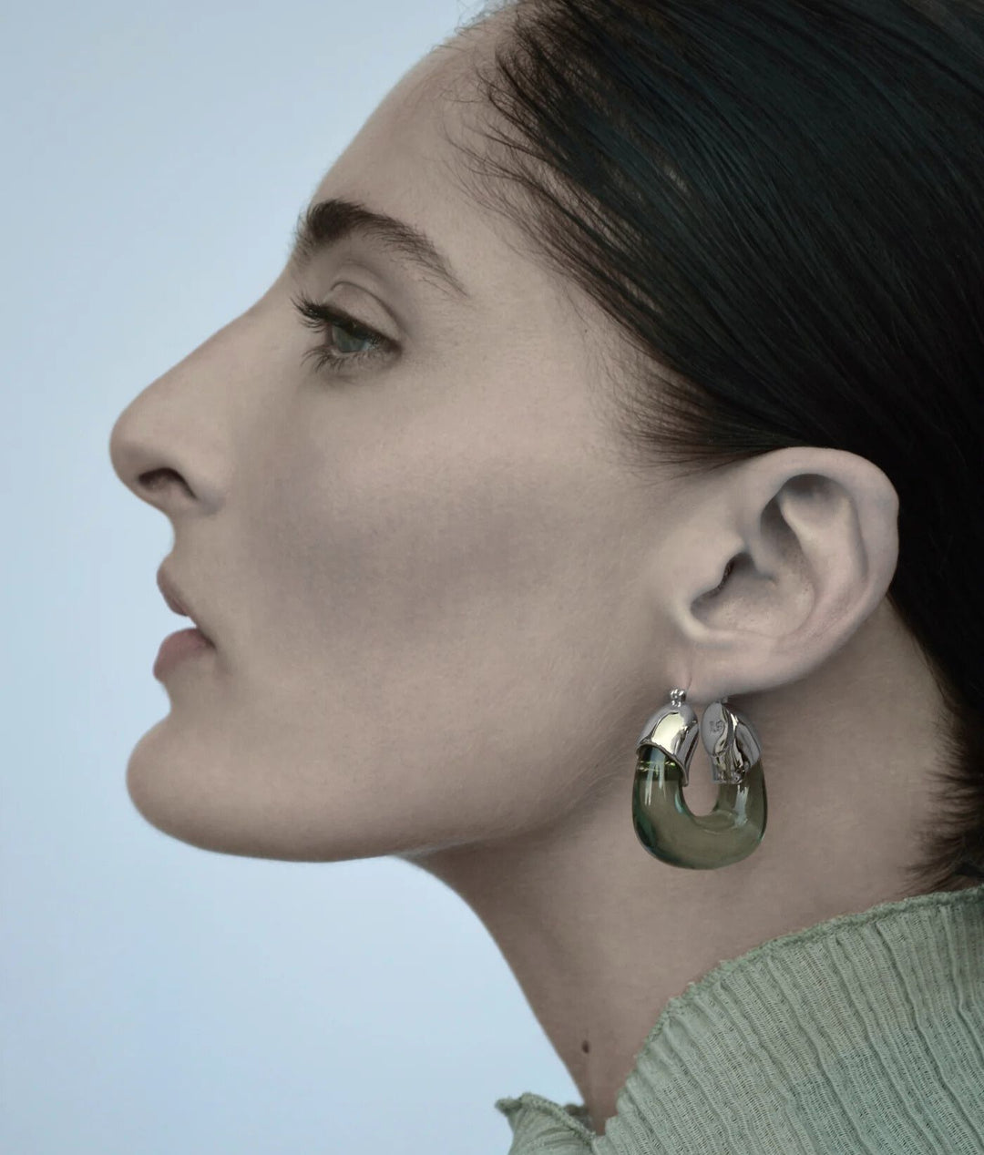 Lizzie Fortunato Organic Hoops - Silver/Forest available at Barbara Katz