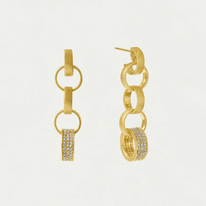 Dean Davidson Petit Pave Statement Chain Earrings in White Topaz/Gold available at Barbara Katz