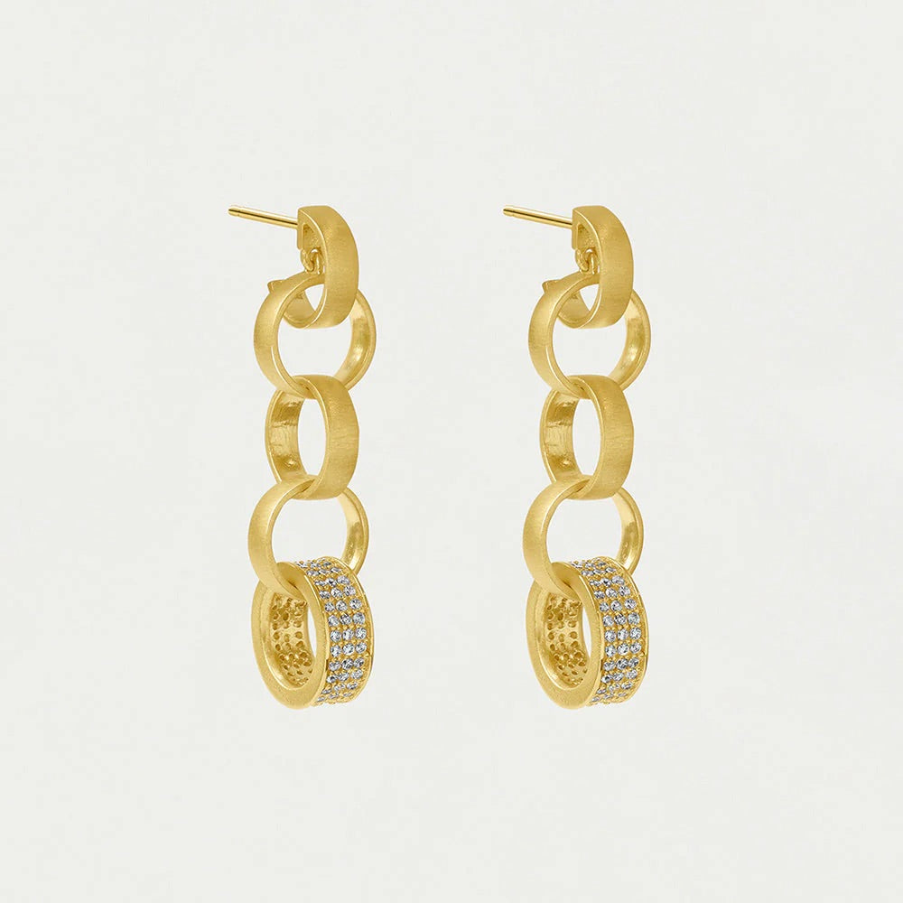 Dean Davidson Petit Pave Statement Earrings in White Topaz/Gold available at Barbara Katz