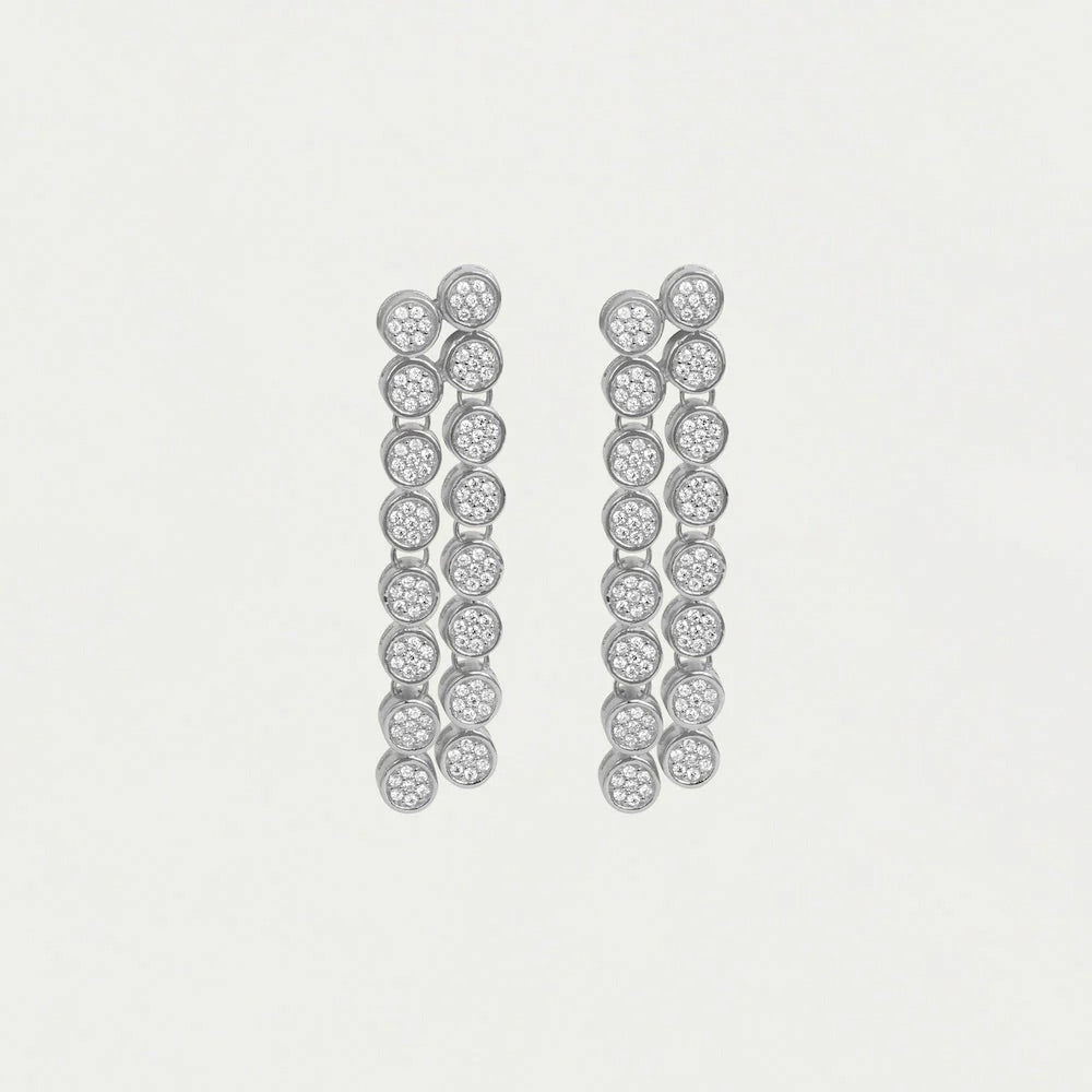 Dean Davidson Madeline Pave Statement Drop Earrings in White Topaz/Silver available at Barbara Katz