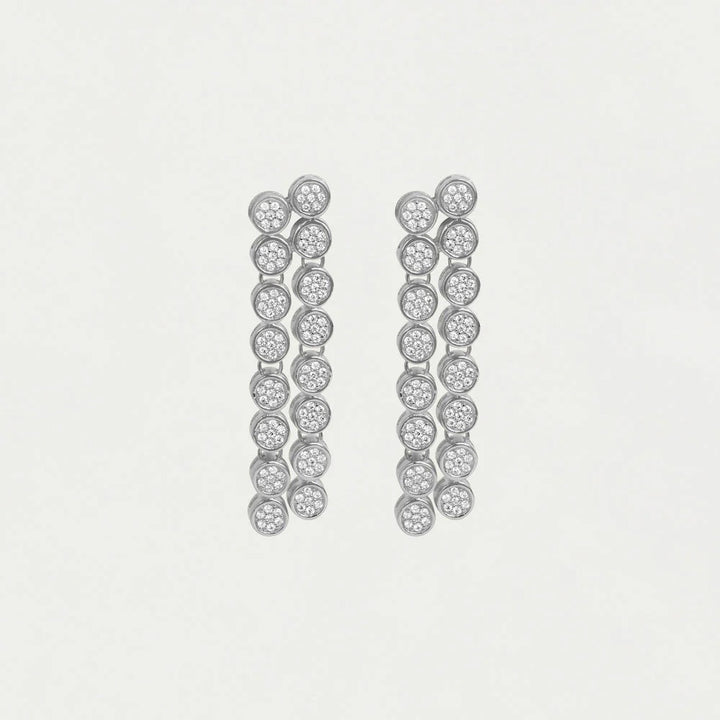 Dean Davidson Madeline Pave Statement Drop Earrings in White Topaz/Silver available at Barbara Katz