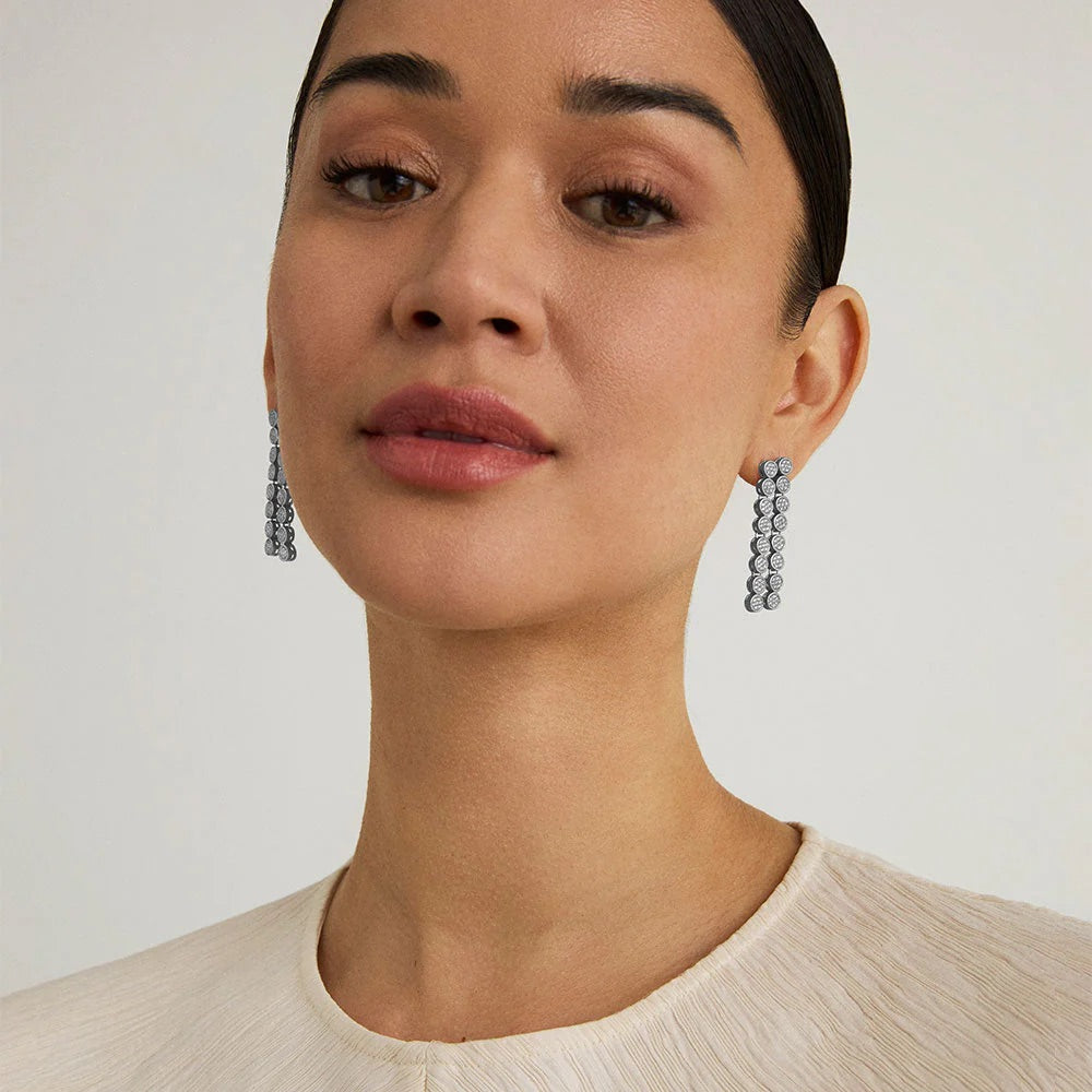 Dean Davidson Madeline Pave Statement Drop Earrings in White Topaz/Silver available at Barbara Katz