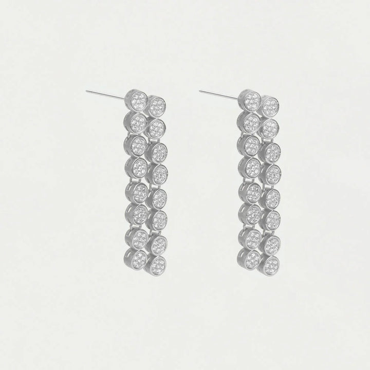 Dean Davidson Mirabeau Pave Statement Drop Earrings in White Topaz/Silver available at Barbara Katz