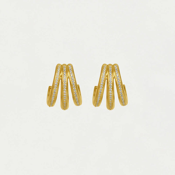 Dean Davidson Dauphine Pave Hoop Earrings in White Topaz/Gold available at Barbara Katz