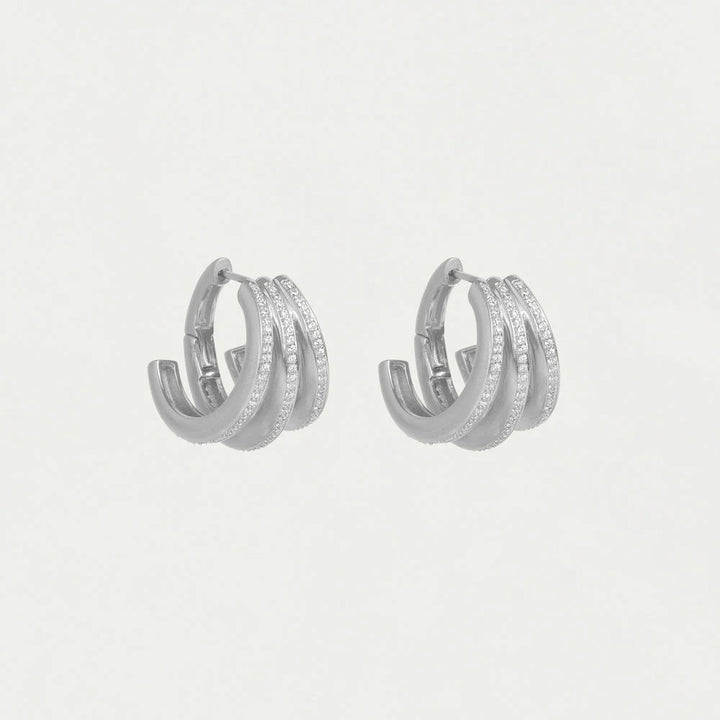 Dean Davidson Dauphine Pave Hoop Earrings in White Topaz/Silver available at Barbara Katz