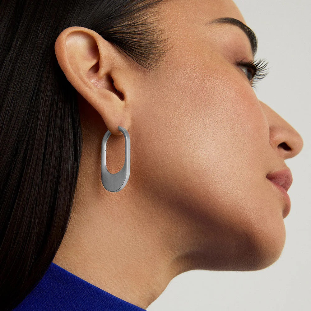 Dean Davidson Crosby Hinged Hoop Earrings in Silver available at Barbara Katz