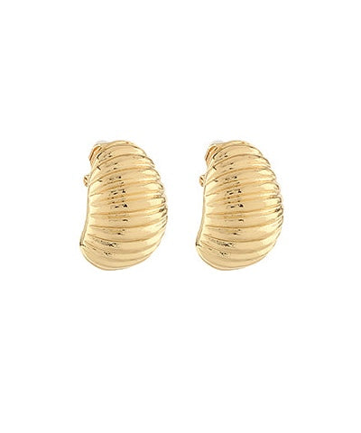 BK Jewelry Lori Ribbed Oval Dome Shape Clip Earrings in Gold available at Barbara Katz