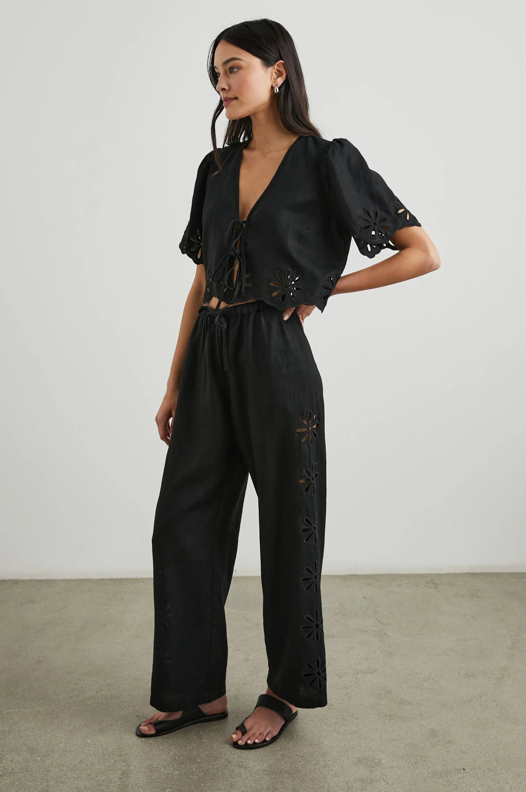 Rails Emmie Pants in Black Eyelet paired with matching Pari Blouse available at Barbara Katz