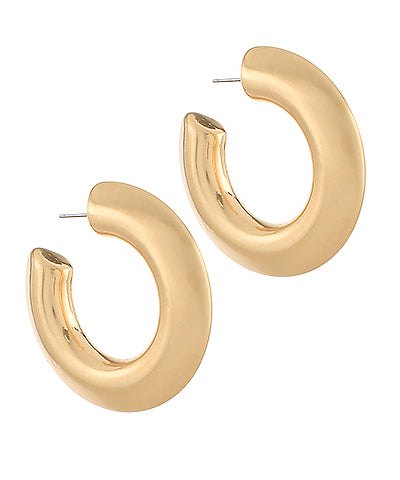 BK Jewelry Martha Chunky Metal Tube Hoop Earrings in Satin Gold available at Barbara Katz