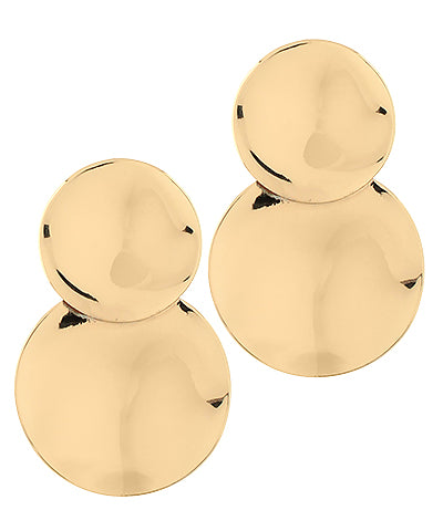 BK Jewelry Dori Textured Disk 2 Drop Earrings in Gold available at Barbara Katz