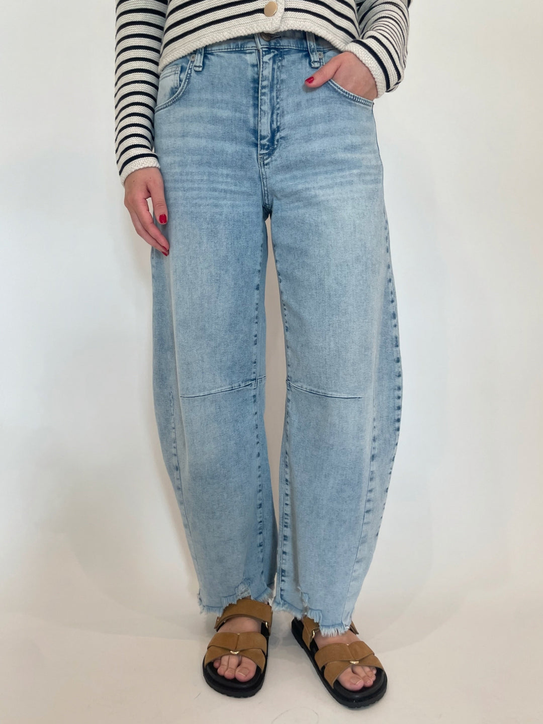 MAC Denim Dakota Barrel Leg Jeans in Beached available at Barbara Katz