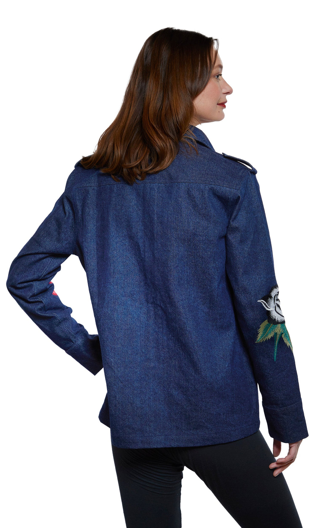 Dizzy-Lizzie Embroidered Denim Jacket available at Barbara Katz