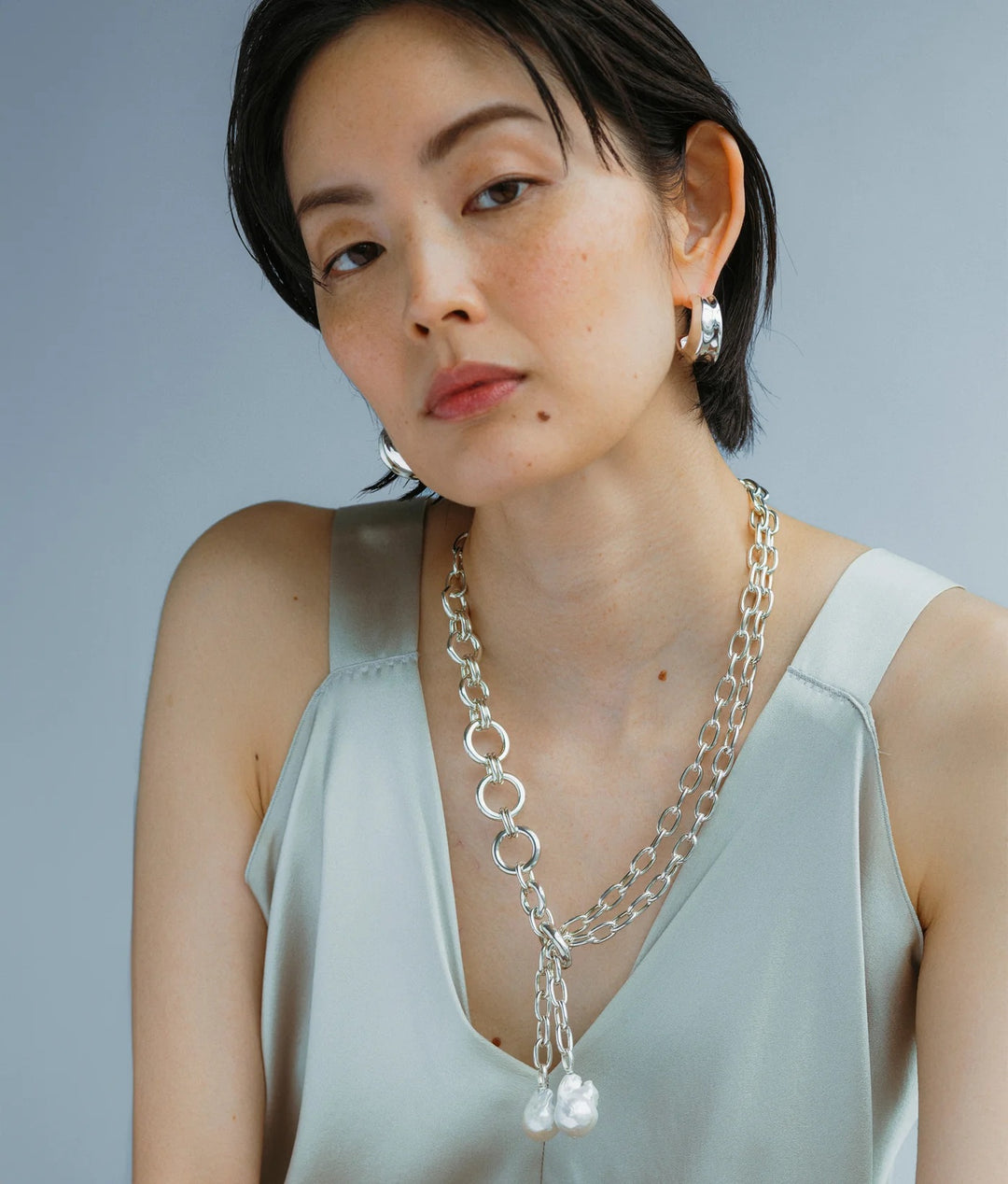 Lizzie Fortunato Onda Hoops in Silver available at Barbara Katz