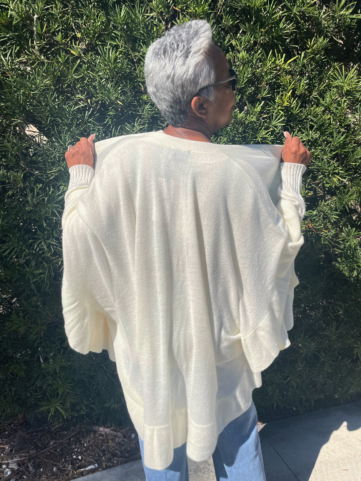 Pure Amici Ruffle Wrap in Salt available at Barbara Katz