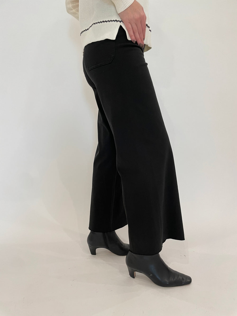 Lysse Erin High Waist Wide Leg Denim Pants in Denim Black available at Barbara Katz