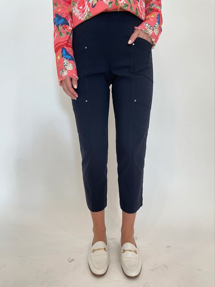 Elliott Lauren Crop Cargo Pants in Navy available at Barbara Katz