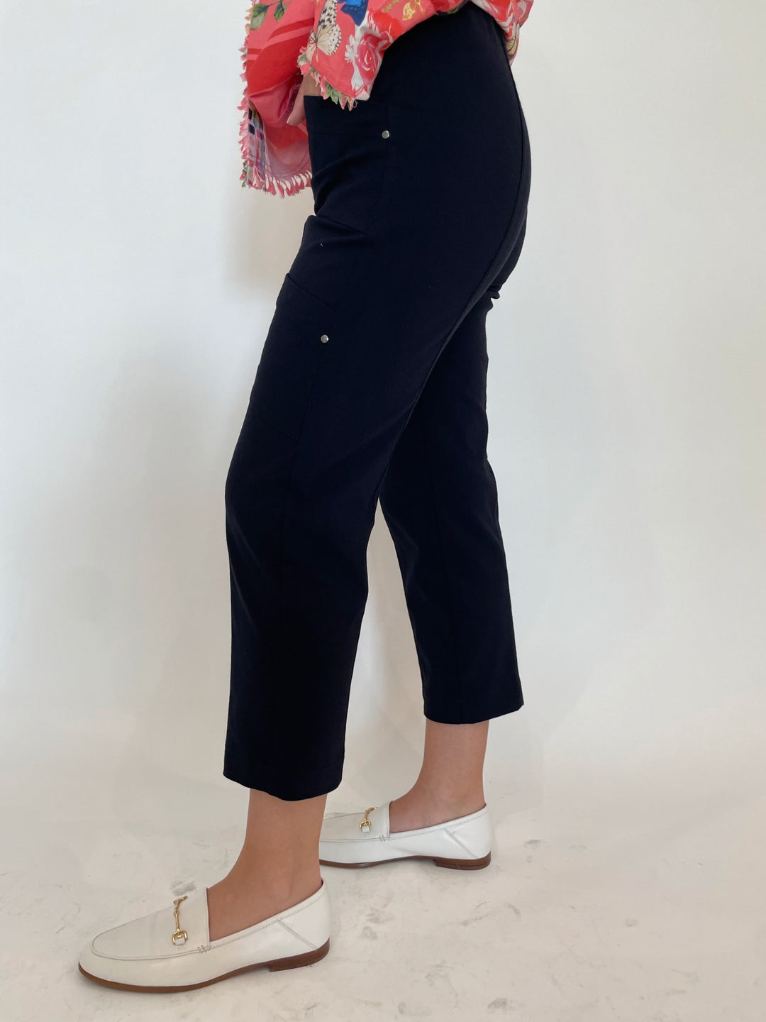 Elliott Lauren Crop Cargo Pants in Navy available at Barbara Katz