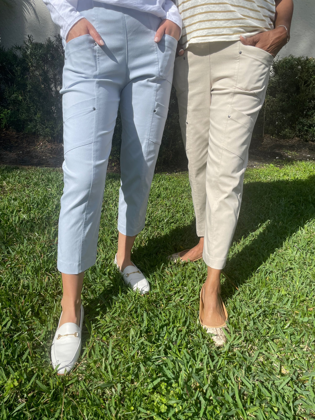 Elliott Lauren Crop Cargo Pants in Frost and Chino colors available at Barbara Katz